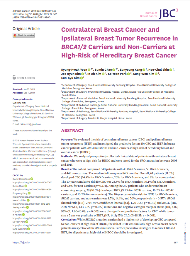 Contralateral Breast Cancer and Ipsilateral Breast Tumor Recurrence in BRCA1/2 Carriers and Non-Carriers at High-Risk of Hereditary Breast Cancer