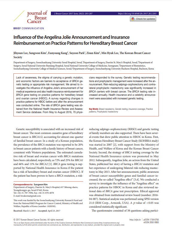 Influence of the Angelina Jolie Announcement and Insurance Reimbursement on Practice Patterns for Hereditary Breast Cancer